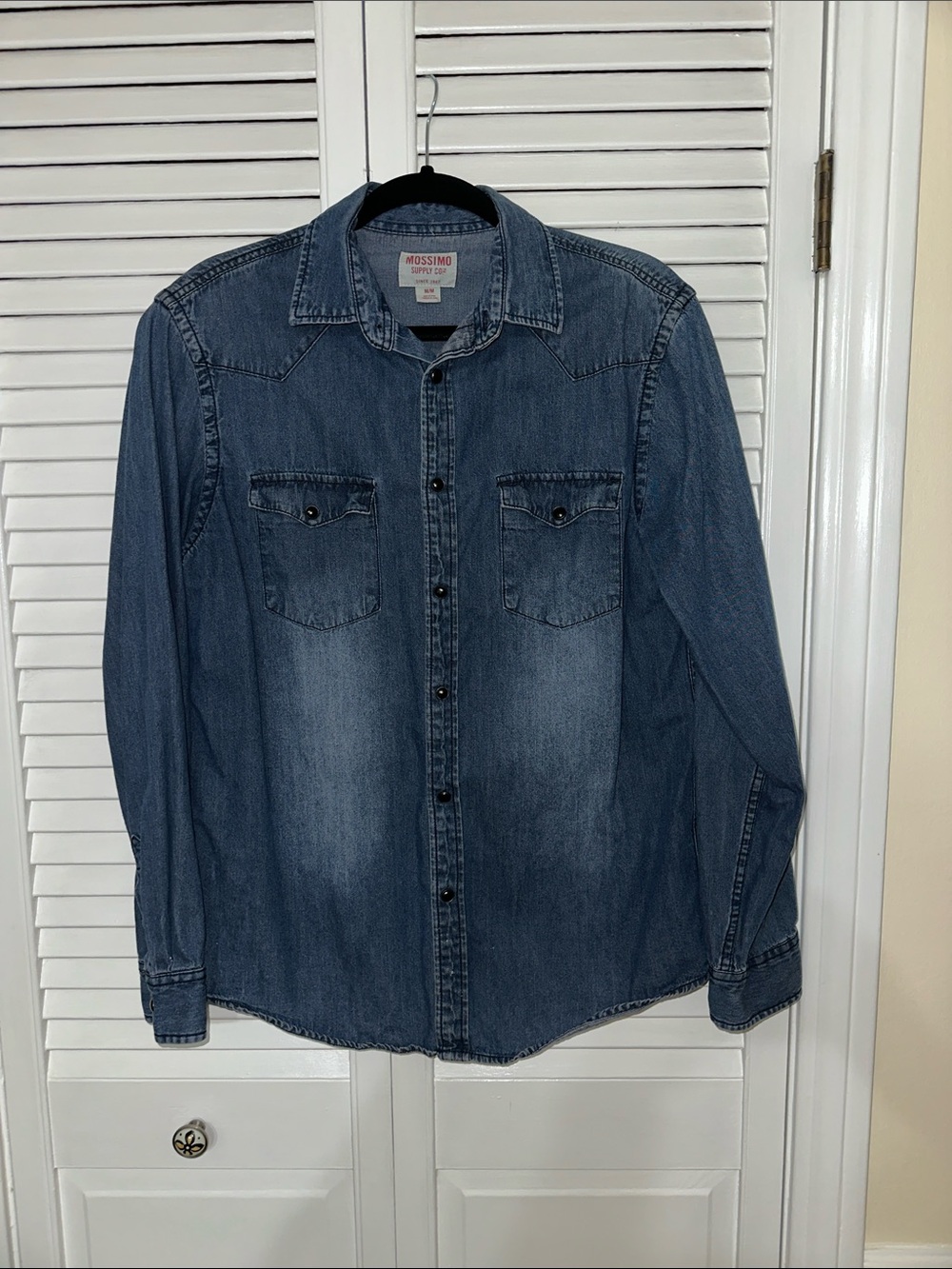Mossimo Supply Co. Mid-Blue Denim Western Button-Up Shirt